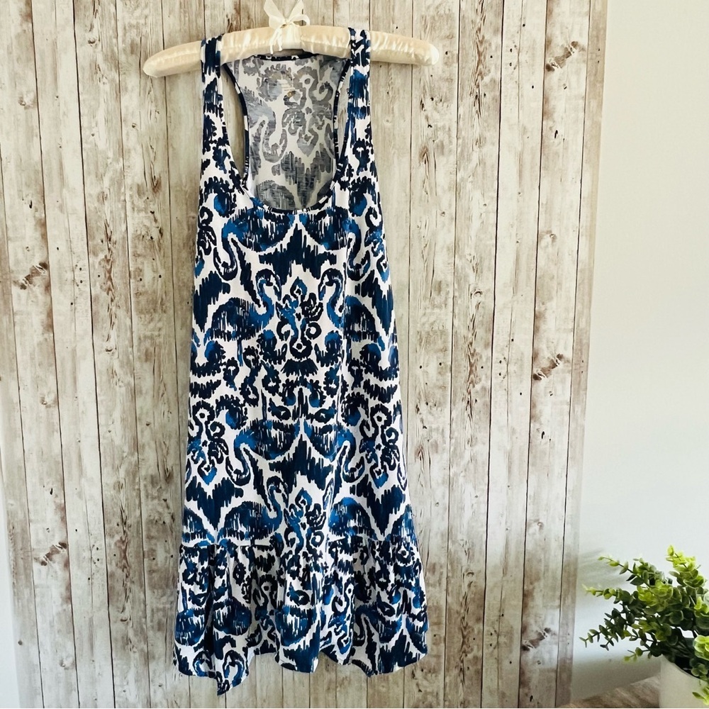 Lilly Pulitzer Hamptons Blue and White Mini Dress Flare Pima Cotton Resort Small